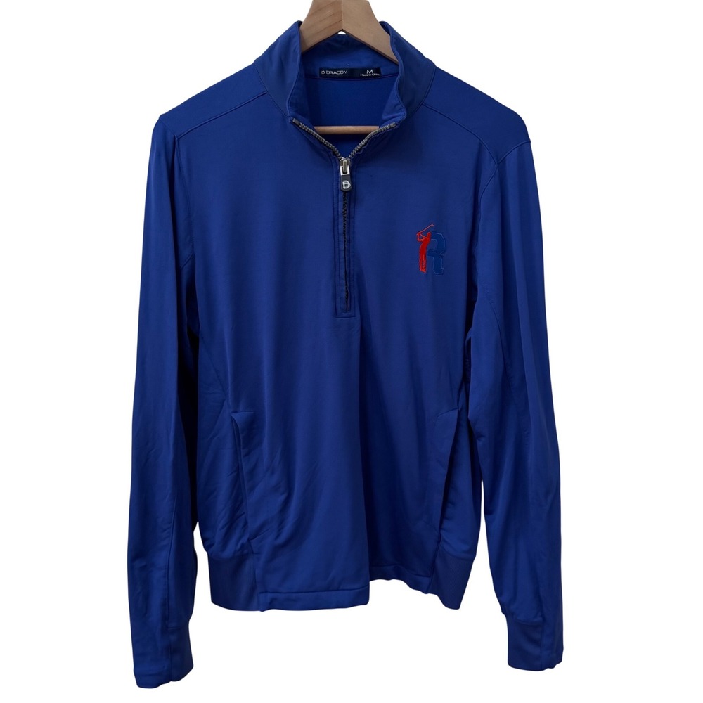 B. Draddy Pullover Size M Royal Blue 1/4 Zip Golf Performance Stretch Mock Neck